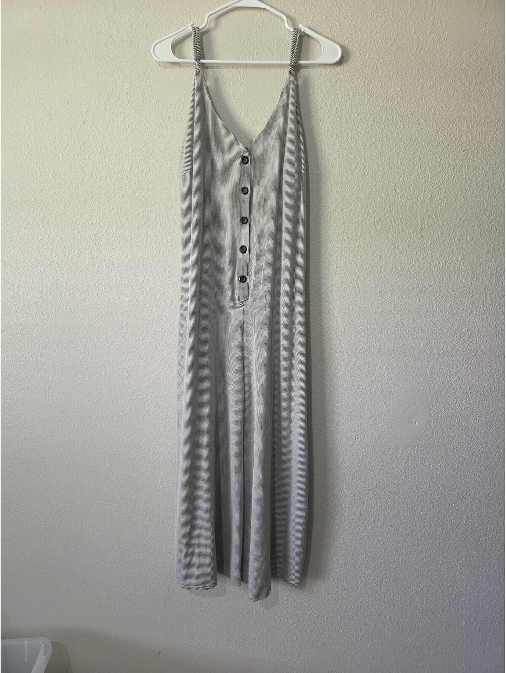 Women's Striped jumpsuit with Button Detail